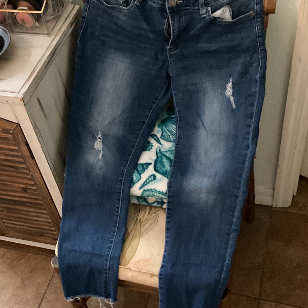 Women's Blue Distressed Jeans by KANCAN